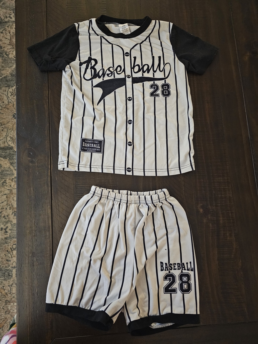 Kids Baseball Matching Jersey Set - Black & White